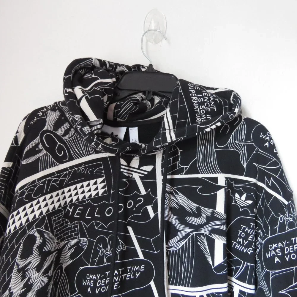 Adidas R.Y.V. Graphic Hoodie by Patrick Kyle GN3345 L Black White NWT Ra…